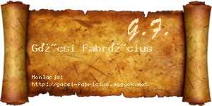 Gácsi Fabrícius névjegykártya